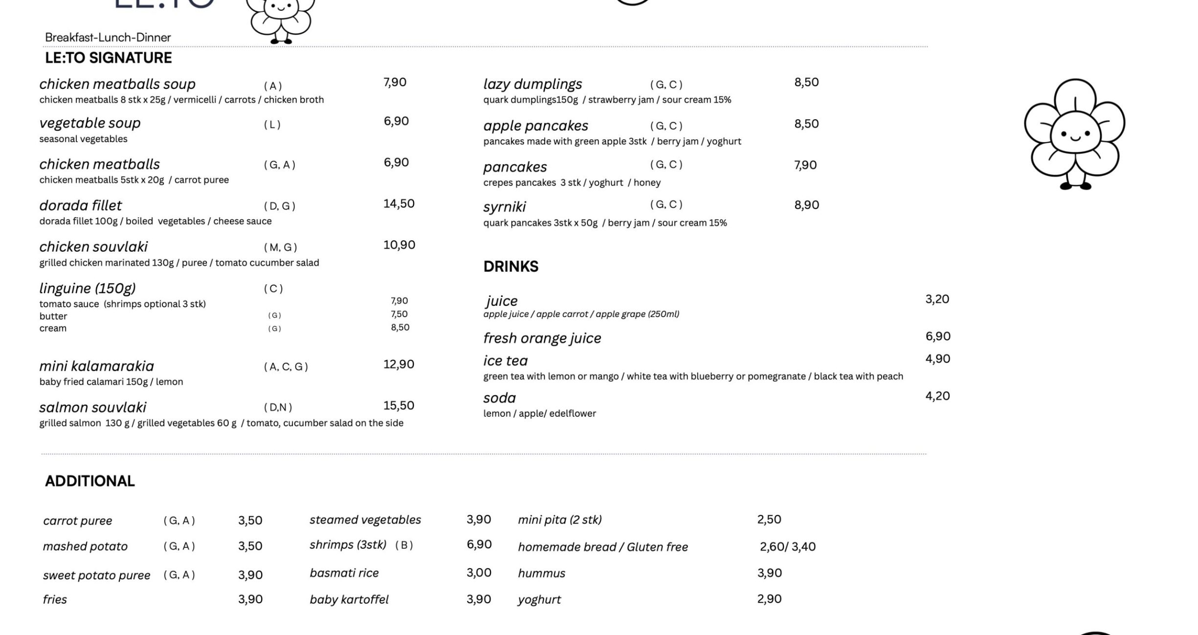 kids menu
